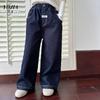 Calça Yojia para Meninas Outono e Inverno 2024 Nova Calça Cenoura Engrossada para Meninas Calça Casual Infantil Cintura Alta de Inverno