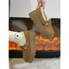 Sapatos de Algodão para Neve Grossos com Solado Espesso e Forro de Lã Quente para o Nordeste para Uso Externo de Inverno Feminino 2025 Novos Versáteis Aumentadores de Altura Sapatos Birkenstock