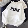 Sudadera con capucha para mujer de otoño e invierno transfronteriza 2023, rosa con letras, forro polar, sudadera para mujer, cálida, versátil, corta, forro polar cálido