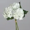 Hortensia de Madera Fresca Decoración del Hogar Decoración de Sala de Estar Flor Artificial Hortensia de Simulación 3 Ramas Arreglo Floral de Boda