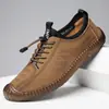 Mocasines de Cuero para Hombre Transfronterizos, Zapatos Casuales de Moda con Cordones y Suela Suave, Versátiles y Elegantes