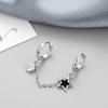 Corea del Sur Dongdaemun Agujeros Dobles para las Orejas Hebilla para la Oreja de una Pieza Pendientes de Gota Estrella de Cinco Puntas Distintivos Estilo Japonés y Coreano Pendientes Simples de Diamantes de Zirconio para Mujer