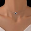 Colar Simples e Versátil Coração de Amor Olho de Hórus Clavícula para Mulheres, Corrente de Clavícula Transparente Criativa e Fashionável Multi-Estilo