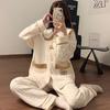 Pijama de Capas para Mujer, Otoño e Invierno, Cárdigan Dulce, Mangas Largas, Pantalones Largos, Tallas Grandes, Talla Grande 105 kg para Mujeres con Sobrepeso, Ropa de Casa que se Puede Usar Afuera