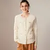 Chaqueta estilo Chanel de otoño, suéter 100 % cachemira de montaña pura, cárdigan de punto con borlas y cuello redondo para mujer