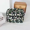 Nueva Neceser con Tapa de Cierre Bordada de Margarita, Bolsa de Maquillaje Portátil de Gran Capacidad, Bolsa de Almacenamiento Portátil Estilo Ins, Bolsa de Tela