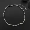 Collar Cruzado de Titanio con Ola para Hombre, Moderno, a la Moda, de Alta Gama, Versátil, de Nicho, Diseño Personalizado, Cadena para Clavícula, Joyería para Mujer