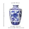Pote de Cerâmica Azul e Branco Estilo Chinês Novo de Jingdezhen com Tampa, Pote de Armazenamento, Vaso Decorativo para Sala de Estar, Ornamento de Porcelana