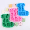 Formas de Bolo Múltiplas Meia de Natal Árvore Boneco de Neve Formas de Silicone Bolo Pudim Chocolate Sobremesa Formas