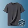 Camiseta Casual Masculina Personalizada para Comércio Exterior Transfronteiriço, Cor Sólida, Respirável, Fresca, Seda de Gelo, Secagem Rápida, Diária, com Mesh, Manga Curta e Gola Redonda