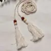 En Stock Vestido de Moda con Borlas Cadena de Cinturón Decorativa Cinturón de Cuero Atadura de Cintura Hecha a Mano Estilo Étnico con Borlas de Cuerda