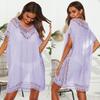 Vestido de Blusa de Praia Sexy Oco Loose Beach Blouse Sexy Oco Feminino com Decote em V 1965 Dez Cores Agora