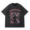 Camiseta Masculina com Estampa de Pain de Anime Retrô Lavada 100% Algodão Puro Top Camiseta Harajuku 2023 Estilo de Rua