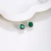 Brincos de Tarraxa Exquisitos em Vidro Esmeralda Super Brilhantes Estilo Levemente Luxuoso, Brincos Modernos e Elegantes com Tarrachas de Prata Esterlina 925, Sensação de Alto Padrão