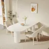 Mesa de comedor de piedra sinterizada color blanco puro con sillas de comedor mesa de negociación minimalista moderna mesa de comedor semicircular económica para apartamentos pequeños hogar
