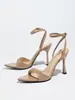 Zapatos de tacón alto para mujer, Suministro transfronterizo desde Europa y América, Color sólido, Adelgazantes, Ceñidores de cintura, Mules de punta fina, Tacones de aguja, Sandalias de moda para todas las estaciones