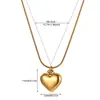 Moda Casual Japonesa e Coreana Versátil Corrente para Clavícula Coração de Pêssego Banhada a Ouro 18K Pingente em Forma de Coração Joias para Meninas Venda por Atacado