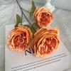 Novo 3 Austin Rose Flores Artificiais Flores de Casamento Buquê de Flores Falsas High Sense Flor de Seda Floricultura Decorativa