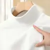 Blusa de fleece lisa com manga longa e gola alta, estilo novo para primavera/outono 2026, masculina, camada base