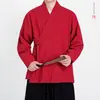 Otoño/Invierno 2026 Nuevo Estilo Chino para Hombre Algodón y Lino Hanfu Túnica Dao Moda Transfronteriza para Hombre Chaqueta Estilo Zen Chino
