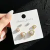 Kana Mina Simple Elegante Perla Una Tarjeta Tres Pares Aretes Pin Plata S925 Moda Combinable Aretes para Mujer