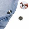 Jeans de fondo plano con hebilla en I y botón metálico desmontable, cintura ajustable con hebilla en I, artefacto de cintura sin clavos
