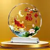 Ornamento Duplo de Peixe Koi de Cristal para Boa Sorte, Perfeito para Inauguração de Casa, Abertura de Negócios, Sala de Estar, Escritório, Adega, Trazendo Fortuna e Auspiciosidade