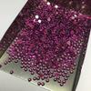 Alumínio natural magnésio roxo romã superfície lisa 1MM3.5MM superfície inferior plana redonda rosa vermelha granada jóias com pedra