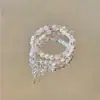 Pulseira de Miçangas com Laço e Vidro Duplo Feminina Nova Chinesa Super Fada Doce Simples Estudante Namorada Pulseira