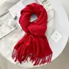 Bufanda Ambiente Otoño e Invierno Sentido Color Sólido Cachemira Damas Temperamento Nicho Artístico Suave Cerosa Cálida Bufanda Chal con Borlas