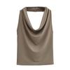 Deseo Puro Sexy Cuello Caído Cuello Halter Camisola para Mujer 2025 Verano Nuevo Ropa Exterior Color Sólido Diseño Cuello Halter Top