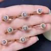 Directamente del Fabricante, Venta Caliente Transfronteriza Suministro para Transmisiones en Vivo de Tiktok Anillo de Plata S925 Bañado en Oro con Ojo de Gato Verde Piedra Principal 4mm