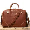 Pasta Masculina Popular Transfronteiriça, Bolsa de Mão Exquisita e de Alto Padrão em Couro Bovino de Primeira Camada, Bolsa Transversal de Ombro em Couro Genuíno
