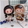 17cm labubu primera y segunda generación muñeca labubu muñeca de vinilo traje estilo frenesí suéter banda para el cabello