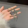 Pendientes de Plata de Ley 925 con Aguja, Elegantes Borlas de Estrella, Colgantes de Oreja Simples de Alta Calidad para Adelgazar la Cara, Pendientes de Estrella de Cinco Puntas con Borla de Nueva Llegada