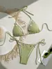 Traje de baño para mujer 2027 Nuevo Concha Europeo y Americano Transfronterizo Bikini Copa Triangular Sexy Halter Correa de Atar Traje de baño