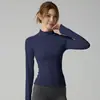 Jaqueta Esportiva Fashion com Meio Zíper para Mulheres, Outono e Inverno Emagrecedora com Gola Alta para Corrida Matinal, Roupas Fitness, Tendência, Roupa de Yoga Versátil de Manga Longa