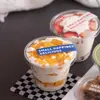 Taza para Pastel Horneado Contenedor Transparente de Plástico Caja de Empaque para Postre Tiramisú Caja para Pastel Completa de PET con Tapa