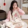 Pijama infantil 100% algodão, manga longa para meninas, primavera e outono 2026, design de desenho animado, estilo fino, estampa de dachshund, adequado para meninas pequenas e crianças maiores, roupa de casa