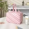 Bolsa de Maquillaje de Almacenamiento para Salidas de Niñas, Tres Capas, Portátil, Gran Capacidad, Lunares de Menta, con Cremallera, Portátil, En Stock, Dropshipping