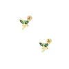 Pendientes de Acero de Titanio Diamante Verde Zeming, Estilo de Nicho de Gama Alta, Circonita Chapada al Vacío en Oro, Pendientes Elegantes de Estilo Fragante