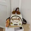 Nova mochila escolar fofa com design do personagem Rilakkuma, bordado de letras, mini mochila escolar