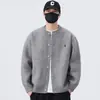 Nuevo Suéter Chaqueta Casual de Punto Sólido Retro Unisex Holgado de Cuello Redondo Trendy Versátil Hangman de Douyin