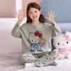 Pijama Infantil Meninas Primavera e Outono 2025 Novo Família Algodão Puro Manga Longa Meninas Roupas Infantis Roupas de Casa Mulheres Podem Usar Fora