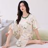 Pijama de verano de algodón fino de manga corta para mujer, pantalones cortos, traje holgado de talla grande, ropa de hogar de algodón cómoda que absorbe la humedad