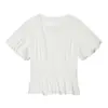 Roupas femininas europeias e americanas transfronteiriças, best-seller do AliExpress, top moderno e versátil com mangas bufantes, camadas plissadas e detalhes decorativos