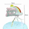 Decoración de pastel serie arcoíris globo aerostático tridimensional nubes luna meteoro color láser tarjeta tarjeta de fiesta plug-in