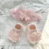 Caja de Regalo para Recién Nacidos Luna Llena Diadema para Bebé Set de Calcetines Diadema de Encaje con Lazo y Perlas