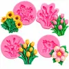 Molde de Silicona Hoja Flor Margarita Doblez Azúcar Chocolate Accesorios Decoración de Pastel Gotas Pegamento Arcilla Molde de Cerámica Suave