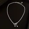 Colar com Pingente de Laço de Zircônia Pérola Simples Moda Fresca Corrente Clavicular Versátil Elegante Joia de Alto Nível